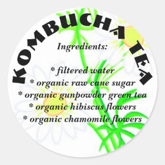 Kombucha Tea - Aangepaste ingrediënten Ronde Stick Ronde Sticker
