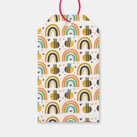 Kombule Bee Pattern Birthday Bedankt Cadeaulabel (Achterkant)