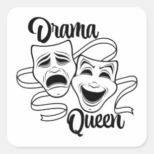 Komedie en tragedie theater maskeert drama Queen B Vierkante Sticker