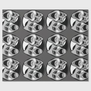 Komedie en tragedie Theater Masks Yin Yang Design Cadeaupapier