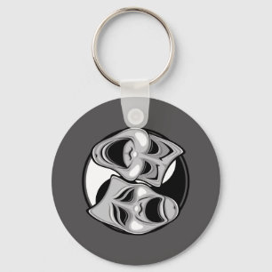 Komedie en tragedie Theater Masks Yin Yang Design Sleutelhanger