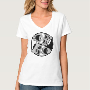 Komedie en tragedie Theater Masks Yin Yang Design T-shirt