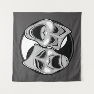 Komedie en tragedie Theater Masks Yin Yang Design Wandkleed