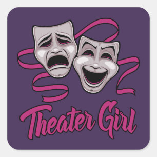 Komedie en Tragedie Theater Meisje Vierkante Sticker