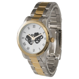 Komedie en Tragedie Theater Zwarte Nummers Horloge