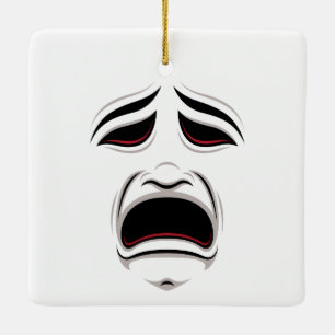 Komedie- en tragedietheatermaskers gezichten keramisch ornament