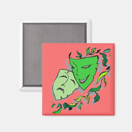 KOMEDIE & TRAGEDIE DRAMA MASKERS THEATER magneet (Voorkant / Achterkant)