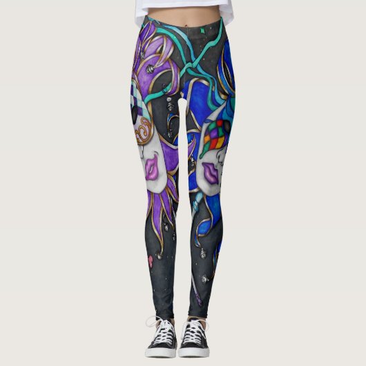 Komedie/Tragedie Jester Mask Leggings (Voorkant)