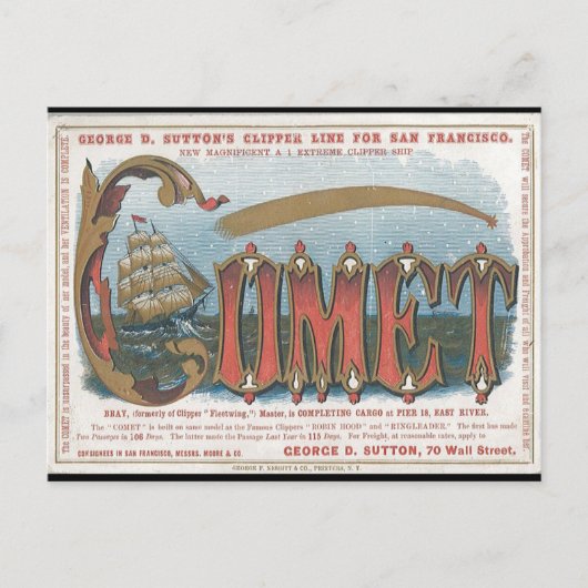 Komeet Clipper Zeilen Briefkaart (Voorkant)