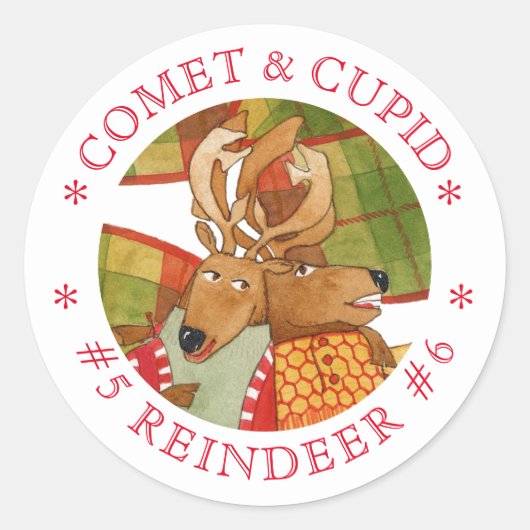 KOMEET CUPID RENDIER Grote ronde Stickers (Voorkant)