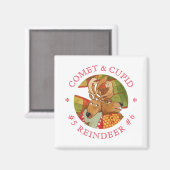 KOMEET CUPID RENDIER vierkante magneet (Voorkant / Achterkant)