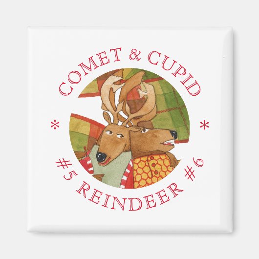KOMEET CUPID RENDIER vierkante magneet (Voorkant)