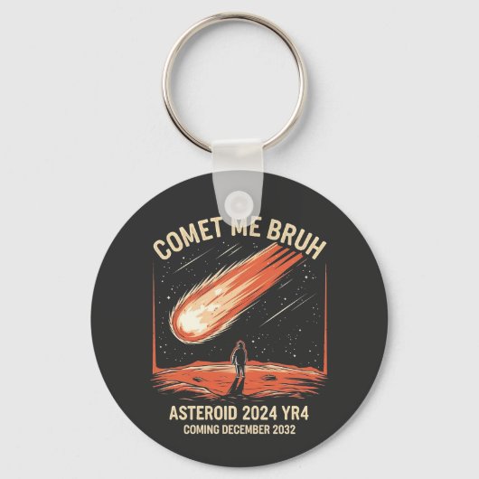 Komeet Me Broer Grappige ASTEROÏDE 2024 YR4 Sleutelhanger (Voorkant)