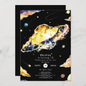 Komeet Whimsy Space Verjaardag Kaart (Voorkant / Achterkant)