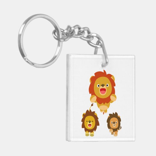 'Komend!' 3 Cute Cartoon Lions AcrylSleutelhanger Sleutelhanger (Voorkant Links)