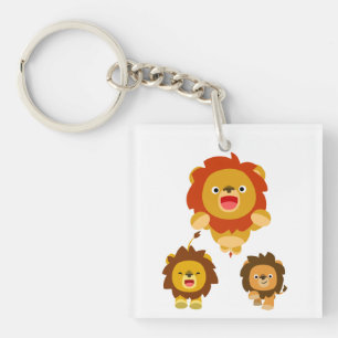 'Komend!' 3 Cute Cartoon Lions AcrylSleutelhanger Sleutelhanger