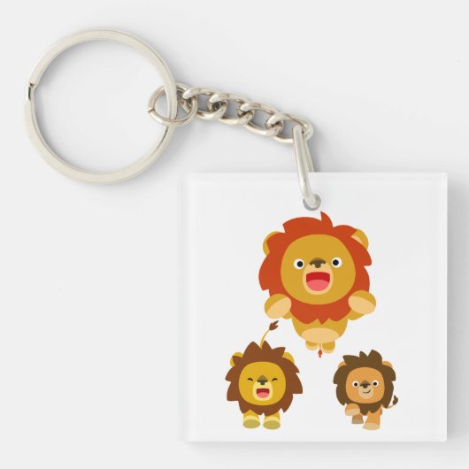 'Komend!' 3 Cute Cartoon Lions AcrylSleutelhanger Sleutelhanger (Voorkant)