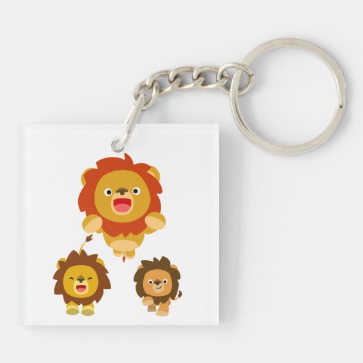 'Komend!' 3 Cute Cartoon Lions AcrylSleutelhanger Sleutelhanger (Achterkant)