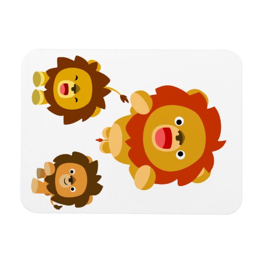 'Komend!' 3 Cute Cartoon Lions Flexible Magnet Magneet (Horizontaal)