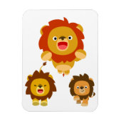 'Komend!' 3 Cute Cartoon Lions Flexible Magnet Magneet (Verticaal)