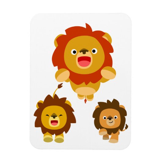 'Komend!' 3 Cute Cartoon Lions Flexible Magnet Magneet (Verticaal)