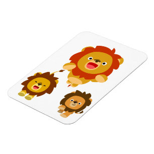 'Komend!' 3 Cute Cartoon Lions Flexible Magnet Magneet