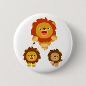 'Komend!' Drie Cute Cartoon Lions Button Badge (Voorkant)