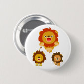 'Komend!' Drie Cute Cartoon Lions Button Badge (Voorkant /achterkant)