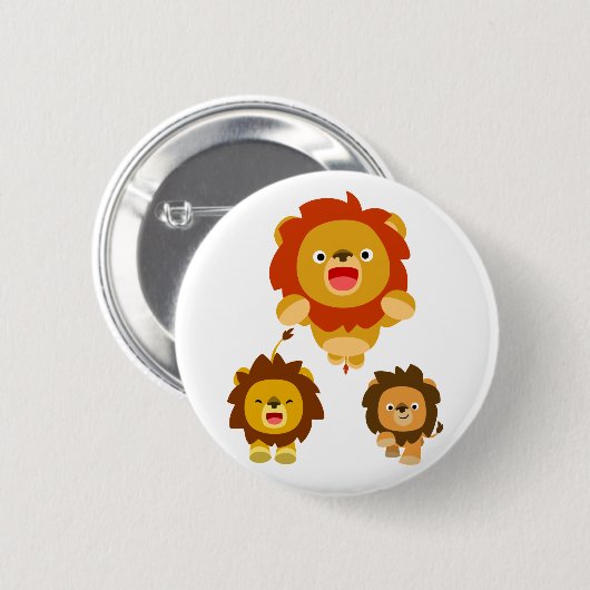 'Komend!' Drie Cute Cartoon Lions Button Badge (Voorkant /achterkant)