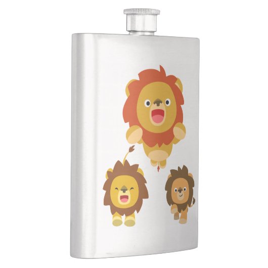 'Komend!' Drie Cute Cartoon Lions Classic Flask Heupfles (Rechts)