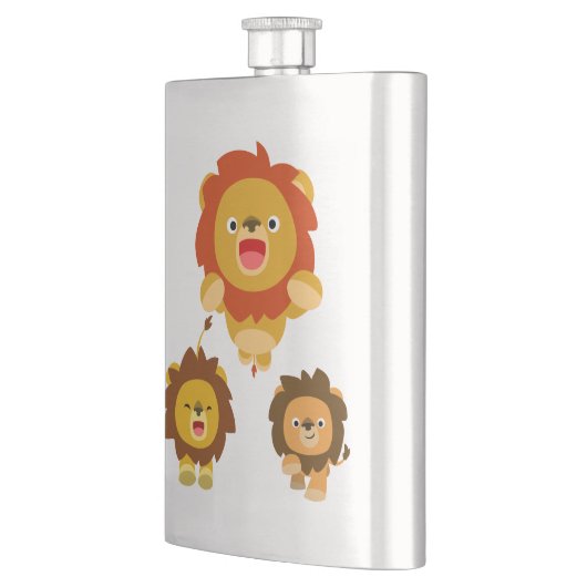 'Komend!' Drie Cute Cartoon Lions Classic Flask Heupfles (Links)