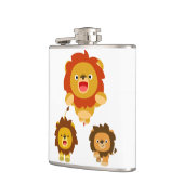 'Komend!' Drie Cute Cartoon Lions Hip Flask Heupfles (Links)