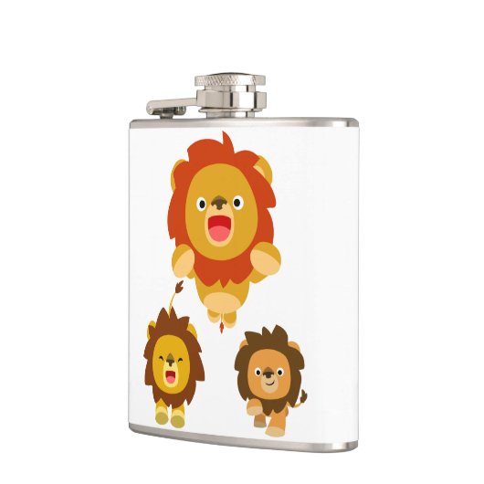 'Komend!' Drie Cute Cartoon Lions Hip Flask Heupfles (Links)