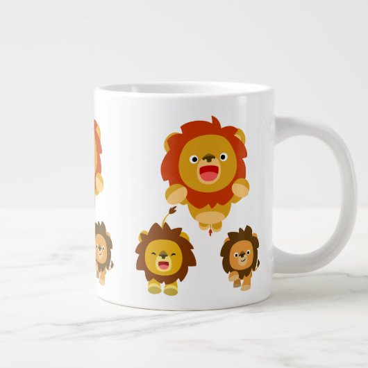 'Komend!' Drie Cute Cartoon Lions Jumbo Mok (Rechts)