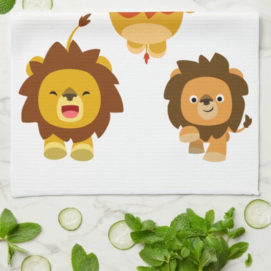 'Komend!' Drie Cute Cartoon Lions Kitchen Towel Theedoek (Gevouwen)
