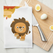 'Komend!' Drie Cute Cartoon Lions Kitchen Towel Theedoek (Quarter Fold)