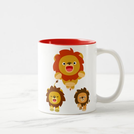 'Komend!' Drie Cute Cartoon Lions Mok (Rechts)