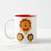 'Komend!' Drie Cute Cartoon Lions Mok (Links)