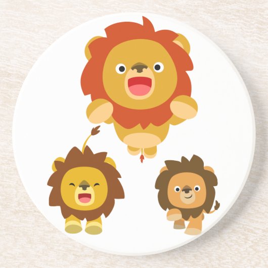 'Komend!' Drie Cute Cartoon Lions Onderzetter (Voorkant)