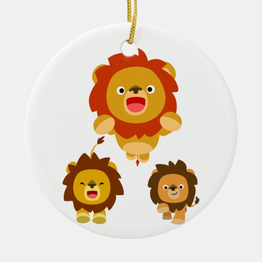 'Komend!' Drie Cute Cartoon Lions Ornament (Voorkant)
