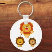 'Komend!' Drie Cute Cartoon Lions Sleutelhanger (Voorkant)