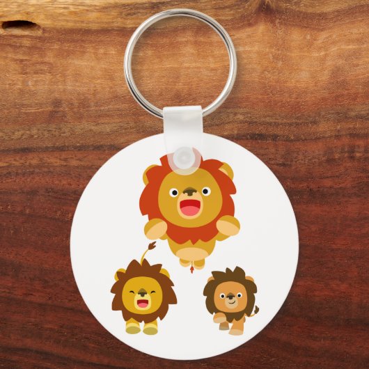 'Komend!' Drie Cute Cartoon Lions Sleutelhanger (Voorkant)