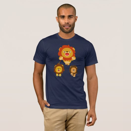 'Komend!' Drie Cute Cartoon Lions T-Shirt (Voorkant volledig)