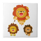 'Komend!' Drie Cute Cartoon Lions Tegel Tegeltje (Voorkant)