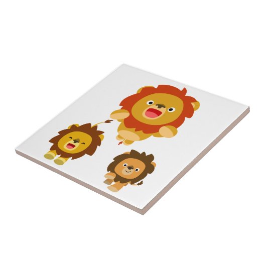 'Komend!' Drie Cute Cartoon Lions Tegel Tegeltje (Zijkant)