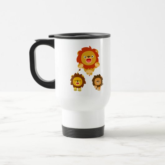 'Komend!' Drie Cute Cartoon Lions Travel Mug Reisbeker (Links)