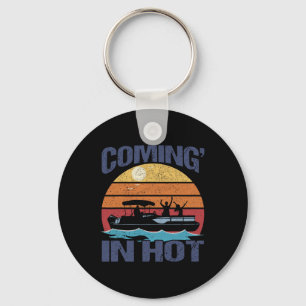 Komend in heet vintage grappige ponton kapitein bo sleutelhanger