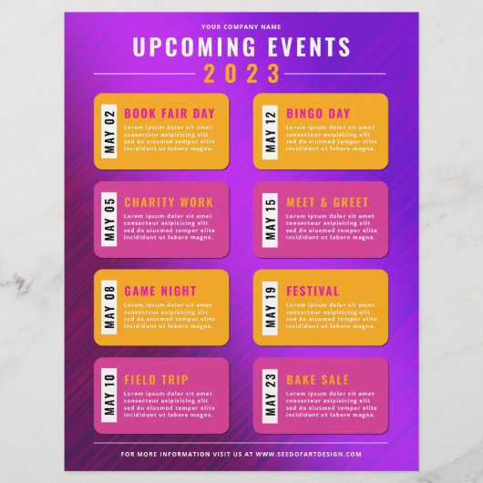 Komend Kalender van de Brochure van Gebeurtenissen (Voorkant)