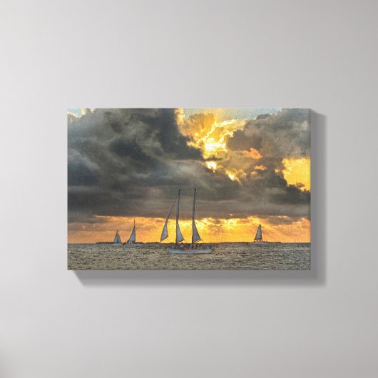 komend Storm op Sunset in Key West, Florida Canvas Afdruk (Voorkant)