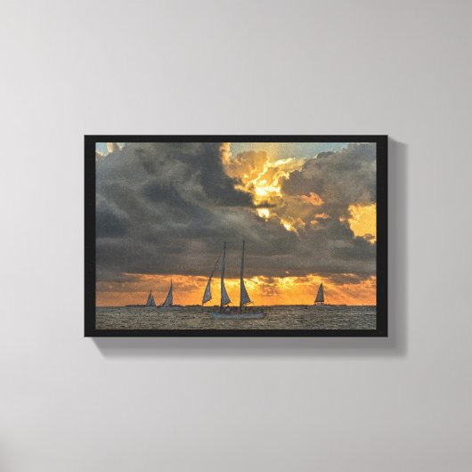 komend Storm op Sunset in Key West, Florida Canvas Afdruk (Voorkant)